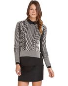 BCBGeneration Cable Knit Crewneck Sweater - Lyst