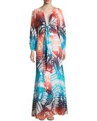 Diane von Furstenberg Long-Sleeve Printed Maxi Dress - Lyst