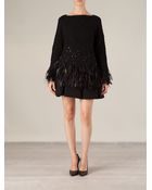 Oscar de la Renta Feathered Hem Jumper - Lyst