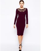 AX Paris Midi Dress with Laser Cut Detail - Lyst