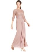 Patra Illusion Metallic Lace Gown - Lyst