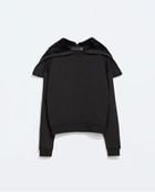 Zara Sweatshirt With Furry Hood - Lyst