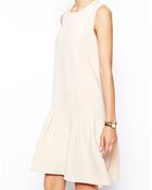 Asos Swing Dress In Texture With Dipped Hem - Lyst