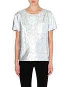 DKNY Metallic-lace Short-sleeved Top - Lyst