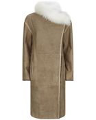 Yves Salomon Fur Collar Shearling Coat - Lyst