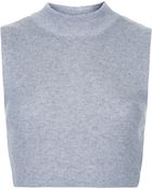 Topshop Sleeveless Rib Funnel Crop Top Grey Marl - Lyst