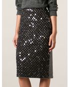 Cedric Charlier Knitted Sequin Embroidered Skirt - Lyst