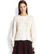 3.1 Phillip Lim Balloon-Sleeve Wool Cable Sweater - Lyst
