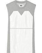 Maison Margiela Leather-Paneled Cotton French Terry Top - Lyst