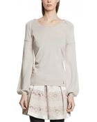 Patrizia Pepe Long Sleeve Wool Mix Top - Lyst