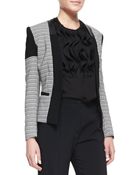 Etro Chain-Print Cady & Leather-Trim Open Jacket - Lyst