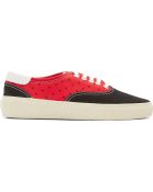 Saint Laurent Black And Red Canvas Star Low_Top Sneakers - Lyst