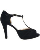 Ganni Baby Suede Tbar Heeled Peep Toe Shoes - Lyst