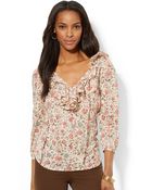 Lauren by Ralph Lauren Ruffled Floral Peasant Shirt - Lyst