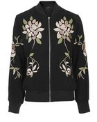 Topshop Floral Embroidered Bomber Jacket - Lyst