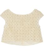 Oscar de la Renta Cropped Embellished Organza Top - Lyst