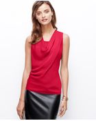Ann Taylor Petite Woven Front Cowl Neck Top - Lyst