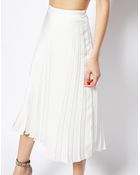 Asos Pleated Midi Skirt - Lyst