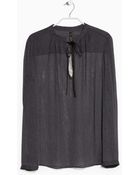 Mango Printed Chiffon Blouse - Lyst