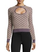 M Missoni Cutout Long-Sleeve Top - Lyst