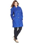 London Fog Plus Size Hooded Clip-Front Jacket - Lyst