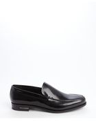 Prada Black Leather Slip On Loafers - Lyst