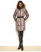 Marc New York Abigail Faux-Fur-Trim Belted Puffer Coat - Lyst
