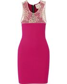 Mason by Michelle Mason Lace-Paneled Stretch-Jersey Mini Dress - Lyst