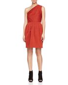 Halston Heritage One-Shoulder Jacquard Dress - Lyst
