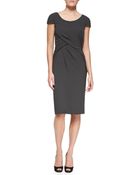 J. Mendel Cap-Sleeve Crisscross Drape Sheath Dress - Lyst