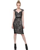 Antonio Berardi Silk Jacquard And Techno Cady Dress - Lyst