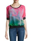 Alberto Makali Floral-Print Short-Sleeve Blouse - Lyst