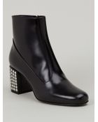 Saint Laurent Studded Heel Ankle Boots - Lyst