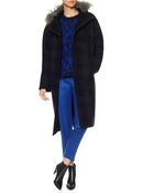 Eudon Choi Navy Check Nevile Parka - Lyst