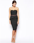 Asos Belted Bengaline Pencil Dress - Lyst