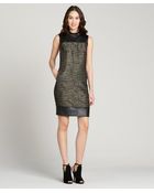 Lafayette 148 New York Black Faux Leather Cotton Blend Sleeveless Dress - Lyst