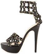 Charlotte Olympia Xena Triple-Buckle Leather Platform Sandal - Lyst