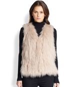 Yves Salomon Side Tie Leather & Fox Fur Vest - Lyst
