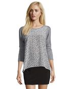 Rebecca Taylor Grey And Cream Silk 'Wildcat' Hi-Low Top - Lyst