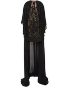 Elie Saab Embroidered Black Double Silk Georgette Mini Dress - Lyst