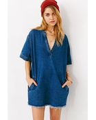 BDG Raw-Edge Denim Shirt Dress - Lyst