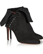 Alaïa Fold-Over Suede Ankle Boots - Lyst