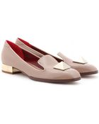 Valentino Rockstud Slipper Style Patent Leather Loafers - Lyst