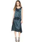 Donna Karan New York Sleeveless Dress With Elastic Detail - Teal - Lyst