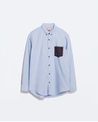 Zara Oxford Shirt with Check Pocket - Lyst