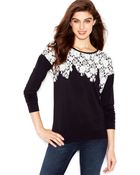 Kensie Long-Sleeve Scoop-Neck Embossed Top - Lyst