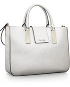 Calvin Klein White Label Scarlett Textured Leather Triple Compartment Tote Bag - Lyst