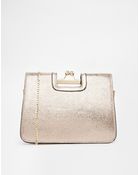Dune Metallic Faux Lizard Clutch Bag - Lyst