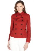 Burberry Military Red Cotton Double Breasted Coat - Lyst