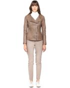 SOIA & KYO Adeline Taupe Fitted Leather Jacket - Lyst